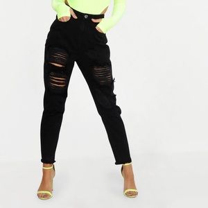 Boohoo Jeans - High waist ripped mom jeans Boohoo Jeans - High waist ripped mom jeans